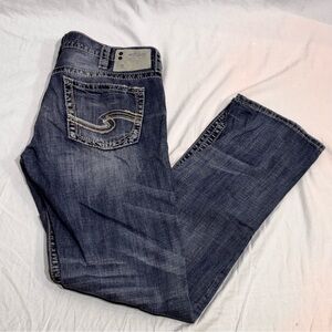 SILVER Jeans Men’s NASH Straight Leg Denim Blue Jeans Zip Fly | Size 34x36